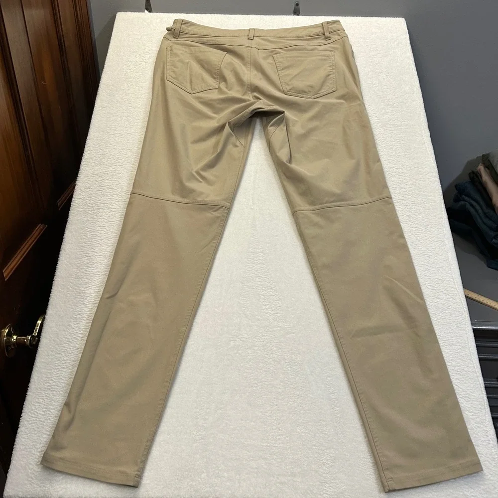 Lululemon ABC Pant Slim Fit Mens 35 Khaki Tan Warpstreme Performance Trousers